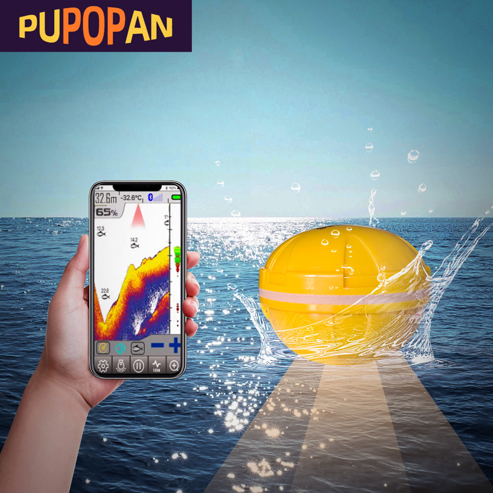 Fishing Depth Finder - PUPOPAN 100 メートル真新しいスマートフォン魚群探知機ソナー Bluetooth インテリジェント魚群探知機 Android
