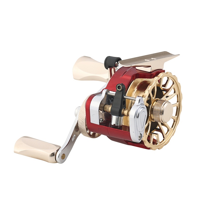 Kastking Reel Zephyr - レッドマジック50ラフト＆アイスフィッシングリール、マイクロリードバルブ付き、フロントキャスティング、左ハンドルラフトリール