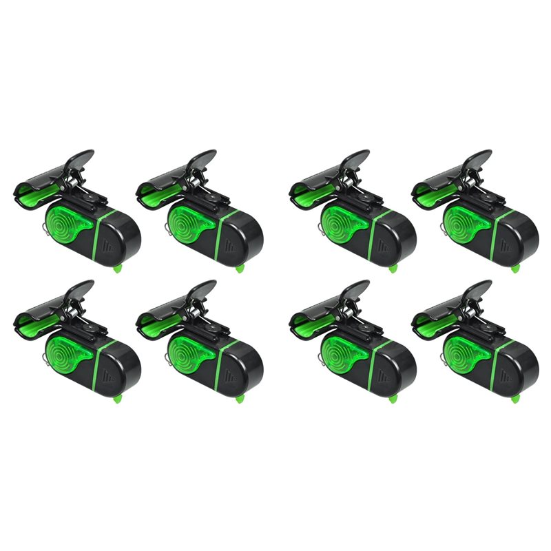 Fish Alarm - A06F-8PCS LEDライト付き釣り用バイトアラーム - ロッド用高感度電子釣りベル、大音量80Dbサウンド＆点滅ライト