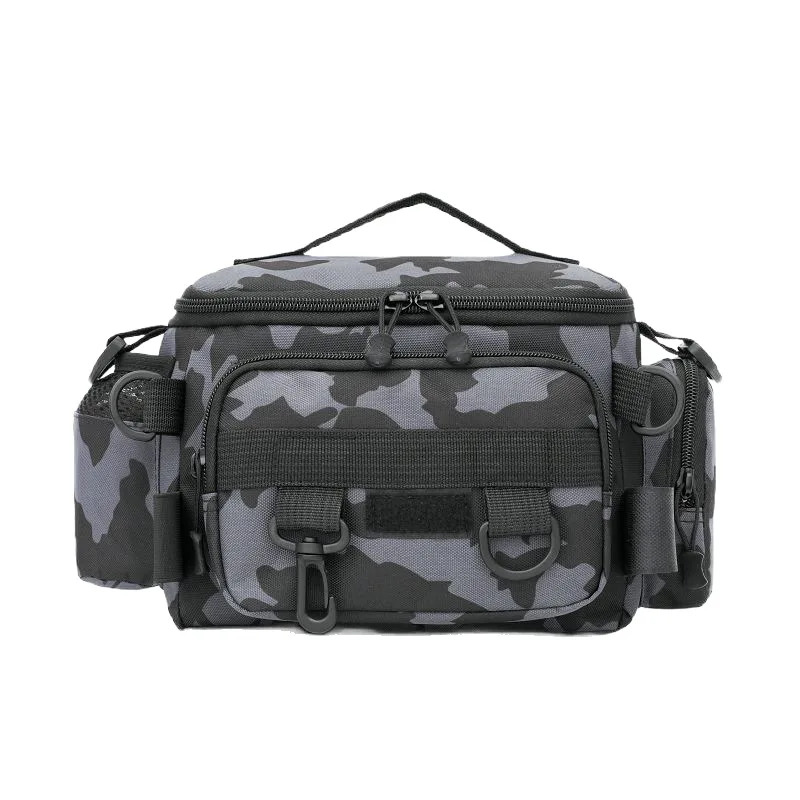 Fish Finder Case - ブラックフィッシングタックルショルダーバッグストレージウエストバッグ、釣り竿ホルダー付きアウトドアスポーツバッグ