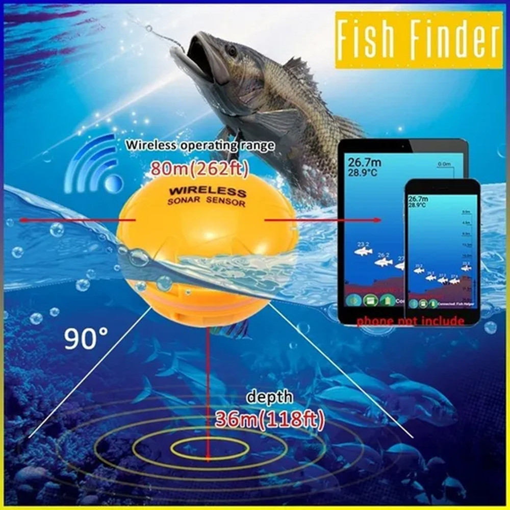 PUPOPAN 100 メートル真新しいスマートフォン魚群探 - Fishing Depth Finder のレビューと価格