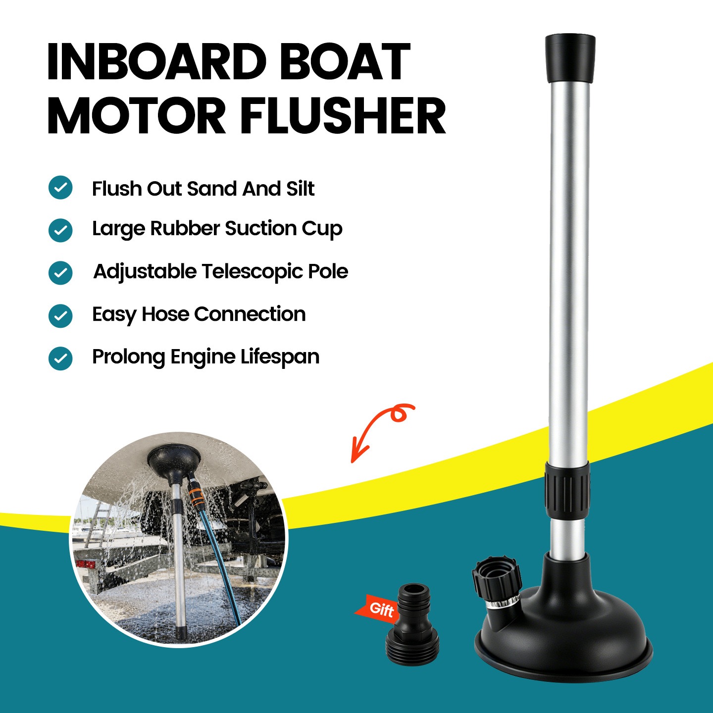 調整可能なアルミ製延長ポール（大型吸盤＆クイックコネクト付き - Fish Finder Case のレビューと価格