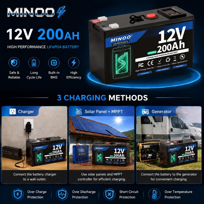 12V 200Ah LiFePO4バッテリー ディープサイク - Fish Finder Charger のレビューと価格