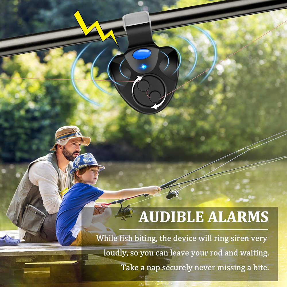 鯉釣りクリップセット ロッド用電子LEDライトインジケーター - Fish Alarm のレビューと価格